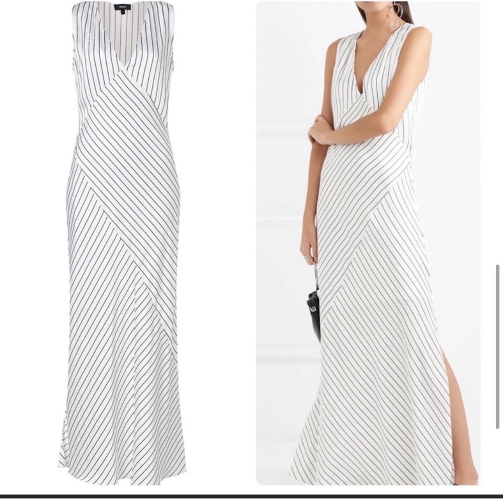 Theory Relaxed Stripe Slip Maxi Dress/Gown Striped Size 0